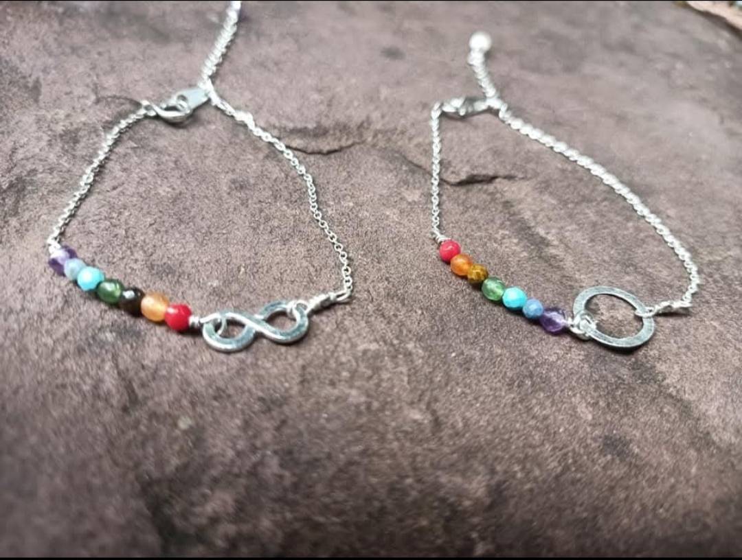 Delicate Wire Link Gemstone Bracelets